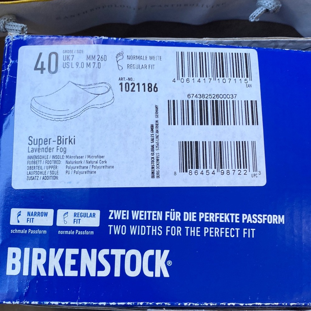 NWT Birkenstock super-Birki 40 lavender fog
